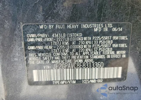 2014 Subaru Xv Crosstrek 2.0 Premium from USA, damaged, VIN JF2GPAVC8E8313360